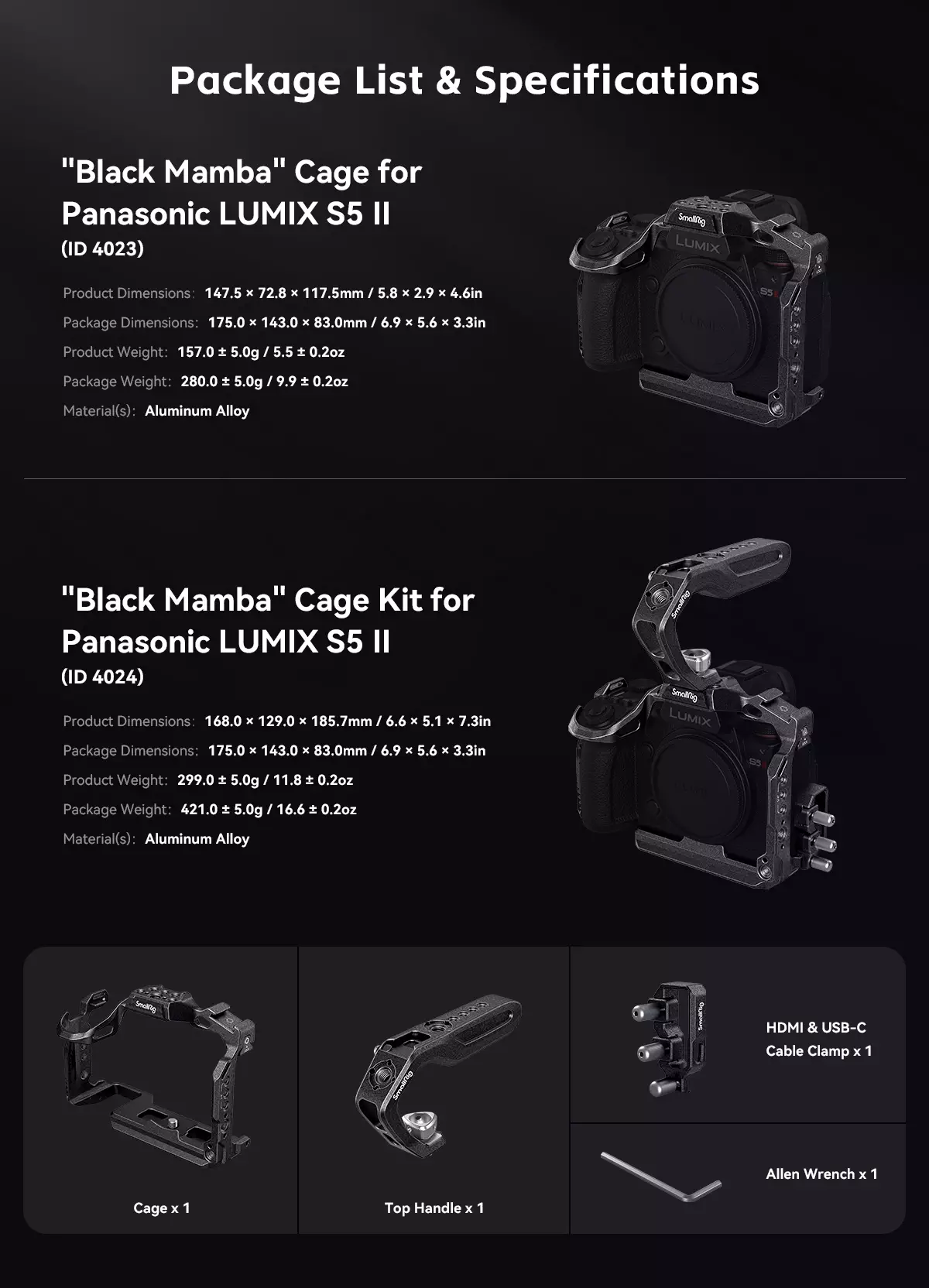 SmallRig - 4023 “Black Mamba” Cage for Panasonic LUMIX S5 II Detail