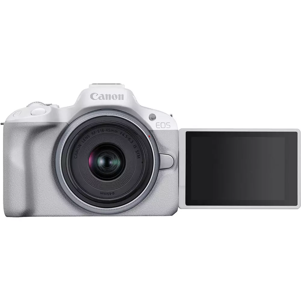 Canon EOS R50 Mirrorless Camera with 18-45mm Lens (White)