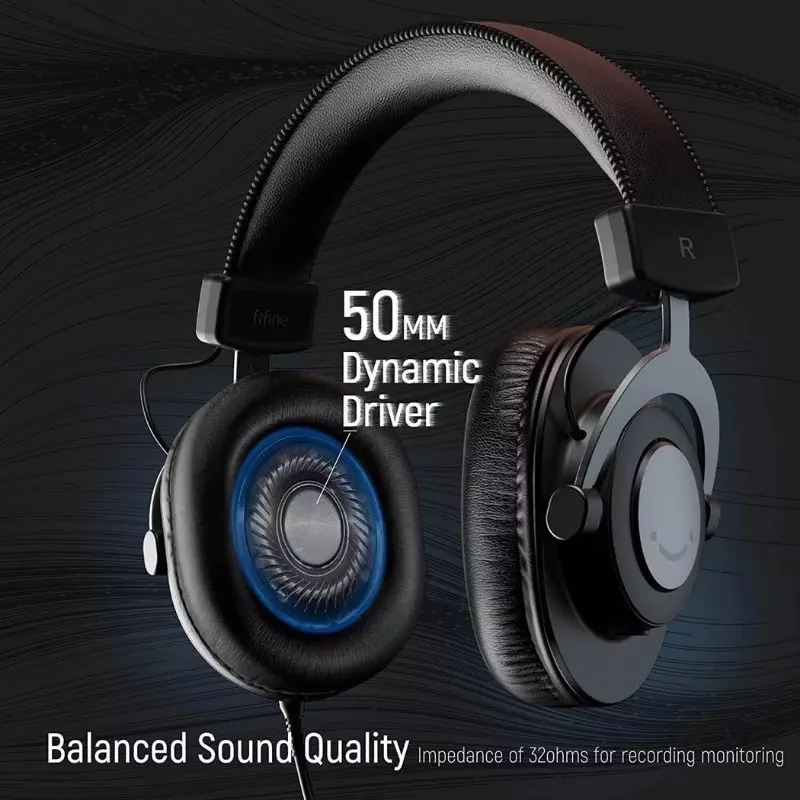 FIFINE H8 3.5mm Headphone with 50mm Dynamic Driver for Gaming, Listening to Music, Monitoring Recording