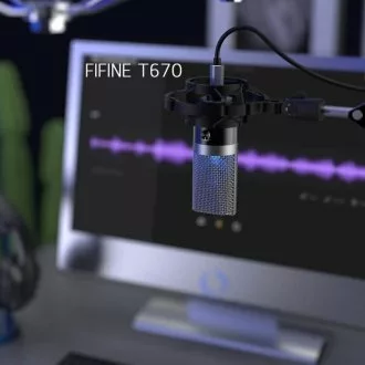 FIFINE ไมโครโฟน T670 USB MICROPHONE Audio Jack Set