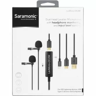 Saramonic LavMicro+DC2M Dual Omnidirectional Lavalier Microphone with Monitoring for iOS, Android & Computer