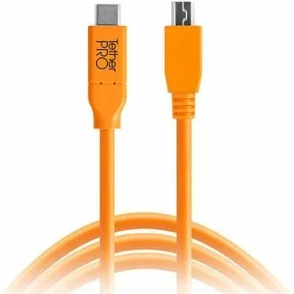 Tether Tools TetherPro CUC2515-ORG USB Type-C Male to 5-Pin Micro-USB 2.0 Type-B Male Cable 15