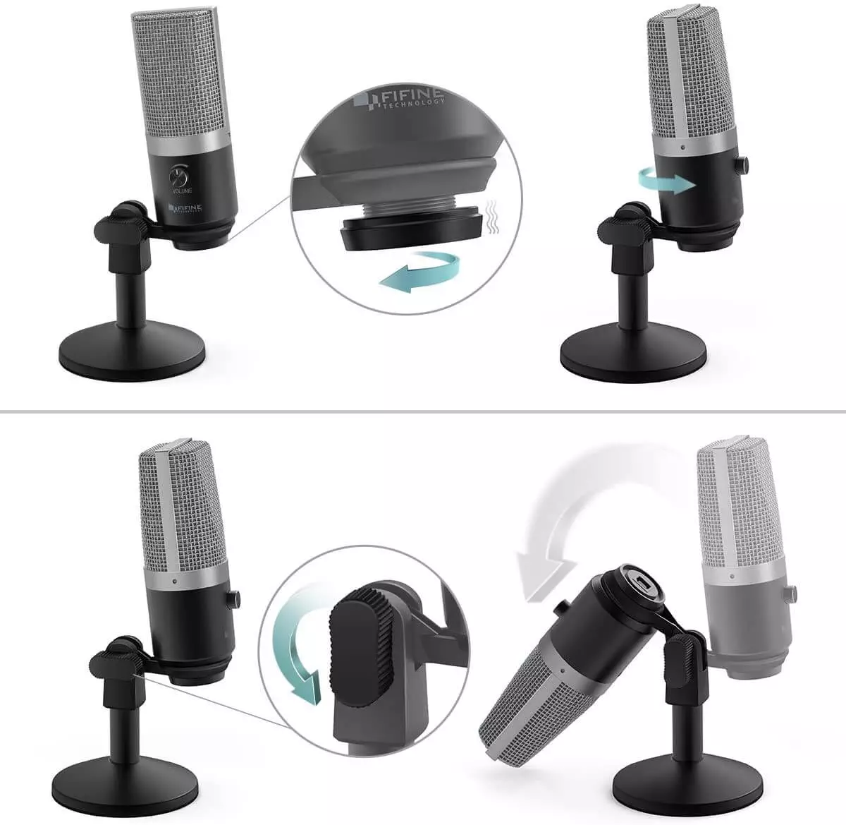 FIFINE K670 USB Unidirectional Condenser Microphone adjust