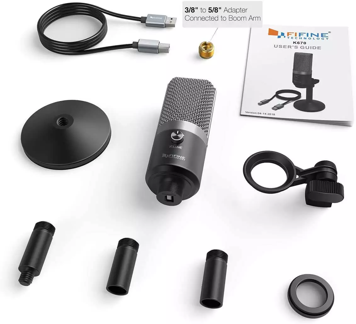 FIFINE K670 USB Unidirectional Condenser Microphone content อุปกรณ์