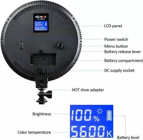Viltrox VL-500T Round Bicolor LED Light with LCD Display