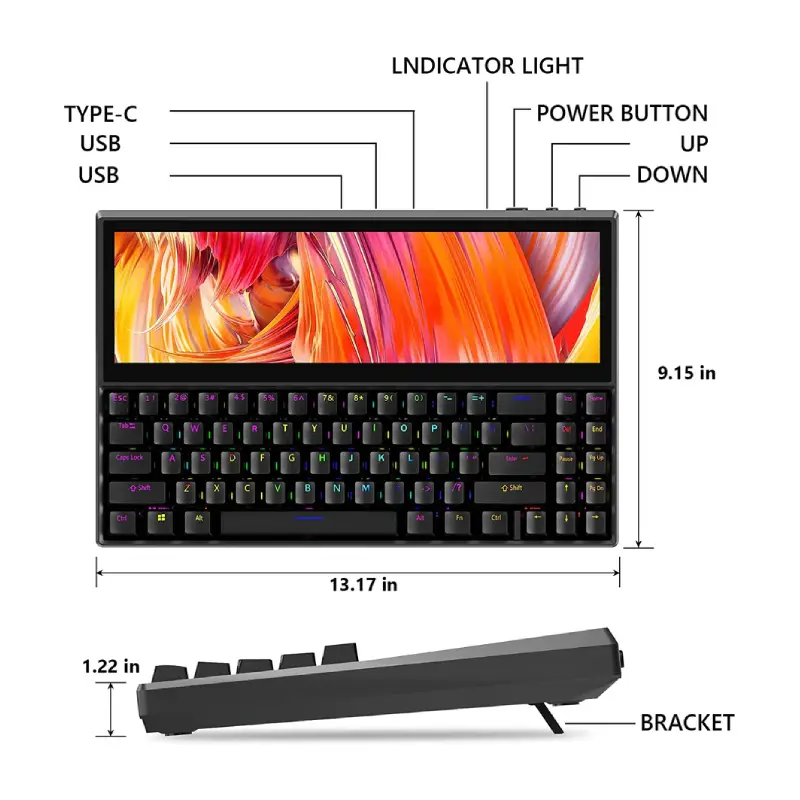 FICIHP K2 Multifunctional Keyboard with 12.6 inches Touchscreen